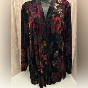Susan Graver Floral Velvet Cardigan